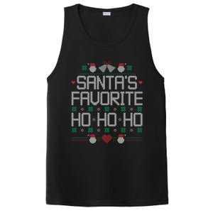 SantaS Favorite Ho Ho Ho Ugly Christmas Funny Quote Gift PosiCharge Competitor Tank