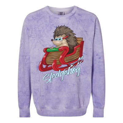 Sledgehog Funny Hedgehog Sleigh Pet Christmas Gift Great Gift Colorblast Crewneck Sweatshirt