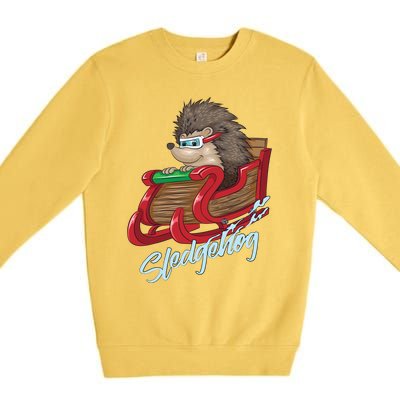 Sledgehog Funny Hedgehog Sleigh Pet Christmas Gift Great Gift Premium Crewneck Sweatshirt