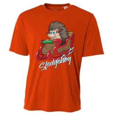 Sledgehog Funny Hedgehog Sleigh Pet Christmas Gift Great Gift Cooling Performance Crew T-Shirt