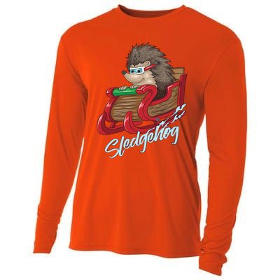 Sledgehog Funny Hedgehog Sleigh Pet Christmas Gift Great Gift Cooling Performance Long Sleeve Crew