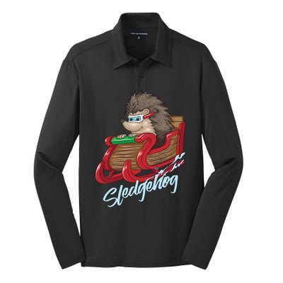 Sledgehog Funny Hedgehog Sleigh Pet Christmas Gift Great Gift Silk Touch Performance Long Sleeve Polo