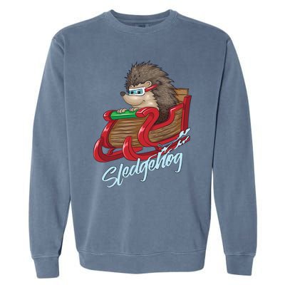 Sledgehog Funny Hedgehog Sleigh Pet Christmas Gift Great Gift Garment-Dyed Sweatshirt