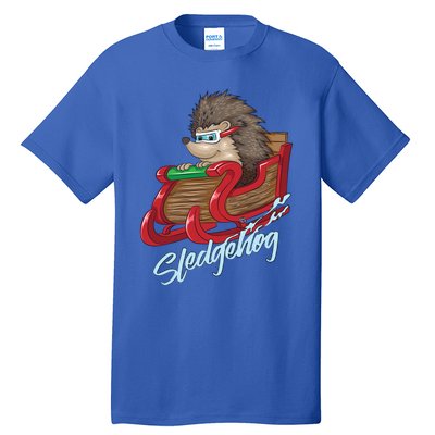 Sledgehog Funny Hedgehog Sleigh Pet Christmas Gift Great Gift Tall T-Shirt