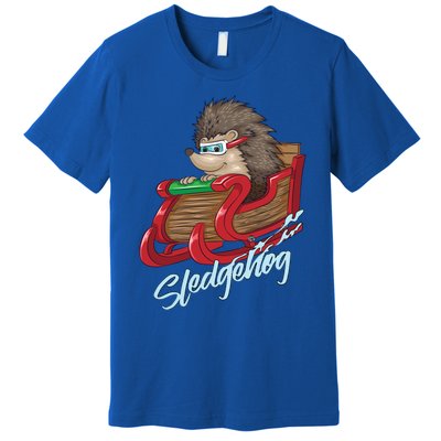 Sledgehog Funny Hedgehog Sleigh Pet Christmas Gift Great Gift Premium T-Shirt