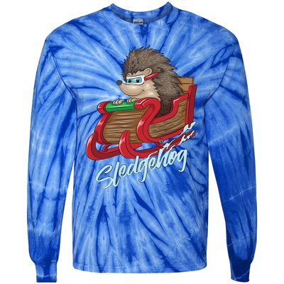 Sledgehog Funny Hedgehog Sleigh Pet Christmas Gift Great Gift Tie-Dye Long Sleeve Shirt