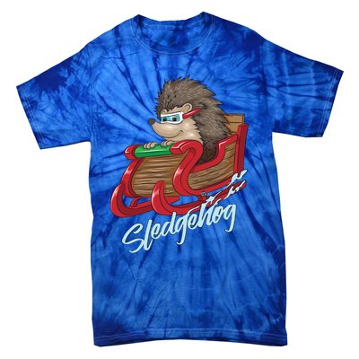 Sledgehog Funny Hedgehog Sleigh Pet Christmas Gift Great Gift Tie-Dye T-Shirt