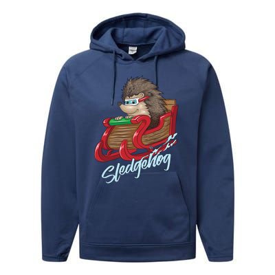 Sledgehog Funny Hedgehog Sleigh Pet Christmas Gift Great Gift Performance Fleece Hoodie