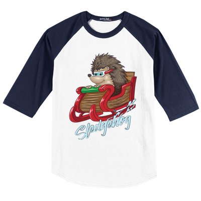 Sledgehog Funny Hedgehog Sleigh Pet Christmas Gift Great Gift Baseball Sleeve Shirt