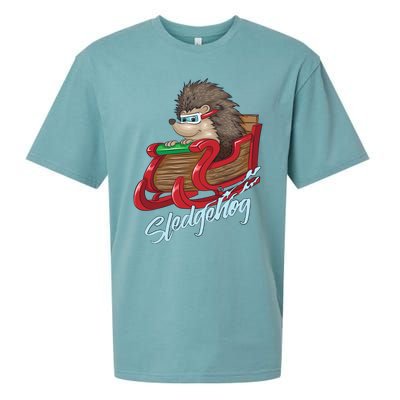 Sledgehog Funny Hedgehog Sleigh Pet Christmas Gift Great Gift Sueded Cloud Jersey T-Shirt