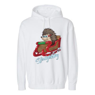 Sledgehog Funny Hedgehog Sleigh Pet Christmas Gift Great Gift Garment-Dyed Fleece Hoodie