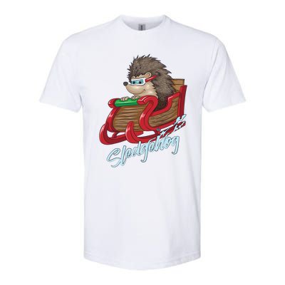 Sledgehog Funny Hedgehog Sleigh Pet Christmas Gift Great Gift Softstyle CVC T-Shirt