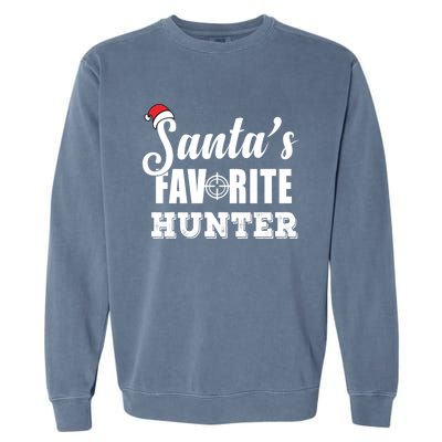 SantaS Favorite Hunter Funny Deer Hunting Christmas Gift Garment-Dyed Sweatshirt