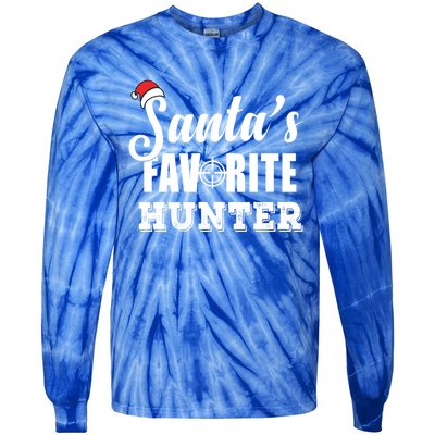 SantaS Favorite Hunter Funny Deer Hunting Christmas Gift Tie-Dye Long Sleeve Shirt