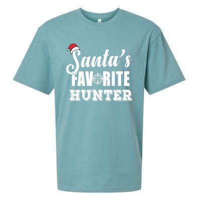 SantaS Favorite Hunter Funny Deer Hunting Christmas Gift Sueded Cloud Jersey T-Shirt