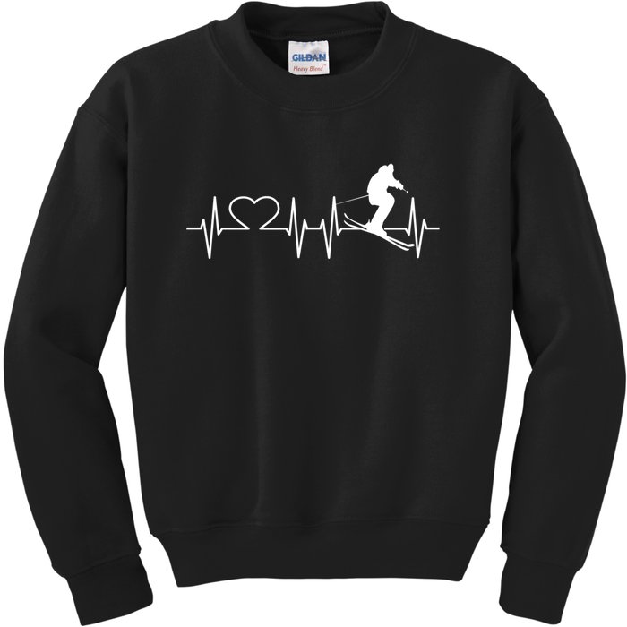 Ski Freestyle Heartbeat Skiing Lover Gift For Skier Kids Sweatshirt