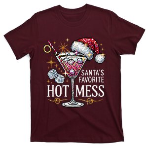 SantaS Favorite Hot Mess Christmas Holiday Margarita Drink T-Shirt