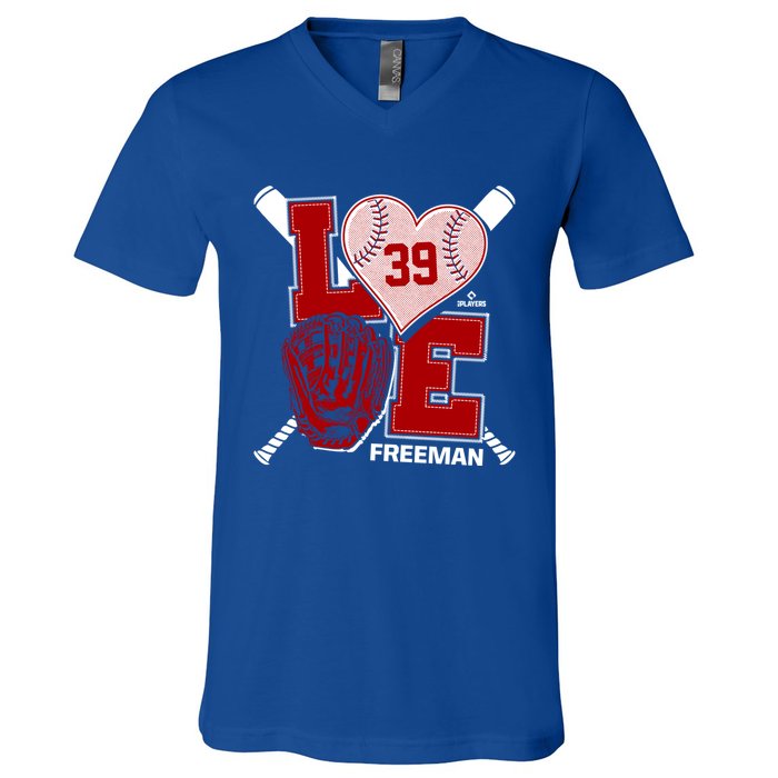 Sam Free Is Love Washington Baseball Fan Valentines Day Gift V-Neck T-Shirt