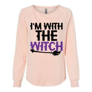 Sarcastic Funny Im With The Witch Halloween Couples Gift Womens California Wash Sweatshirt