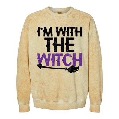 Sarcastic Funny Im With The Witch Halloween Couples Gift Colorblast Crewneck Sweatshirt