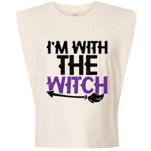 Sarcastic Funny Im With The Witch Halloween Couples Gift Garment-Dyed Women's Muscle Tee