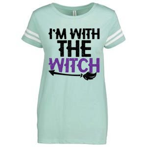 Sarcastic Funny Im With The Witch Halloween Couples Gift Enza Ladies Jersey Football T-Shirt