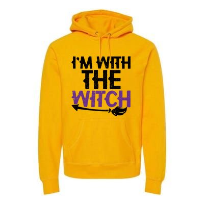 Sarcastic Funny Im With The Witch Halloween Couples Gift Premium Hoodie