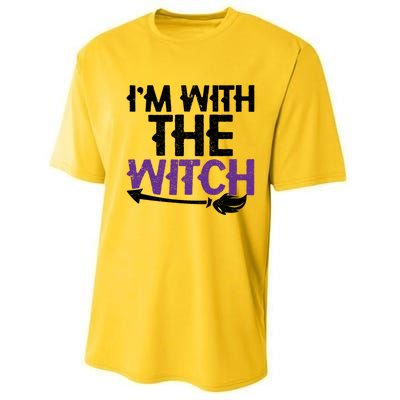 Sarcastic Funny Im With The Witch Halloween Couples Gift Performance Sprint T-Shirt