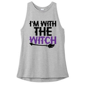 Sarcastic Funny Im With The Witch Halloween Couples Gift Ladies PosiCharge Tri-Blend Wicking Tank