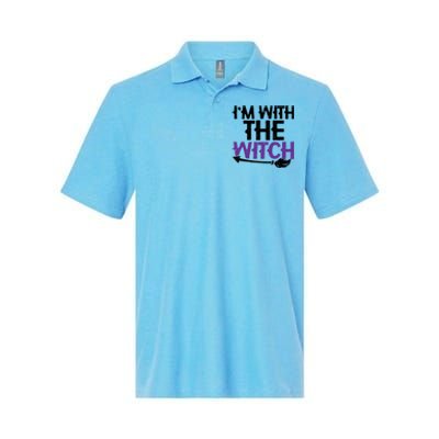 Sarcastic Funny Im With The Witch Halloween Couples Gift Softstyle Adult Sport Polo