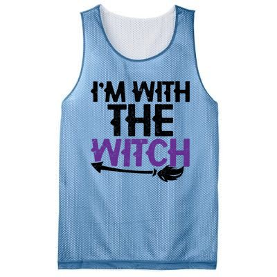 Sarcastic Funny Im With The Witch Halloween Couples Gift Mesh Reversible Basketball Jersey Tank