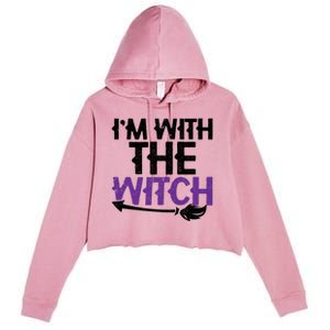 Sarcastic Funny Im With The Witch Halloween Couples Gift Crop Fleece Hoodie