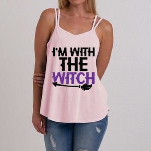 Sarcastic Funny Im With The Witch Halloween Couples Gift Women's Strappy Tank