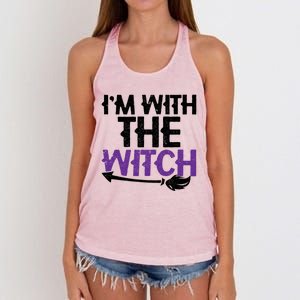 Sarcastic Funny Im With The Witch Halloween Couples Gift Women's Knotted Racerback Tank