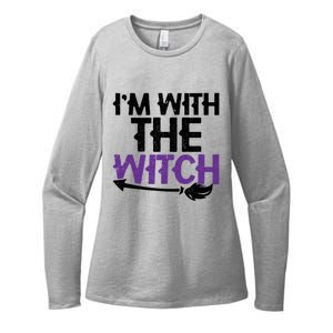 Sarcastic Funny Im With The Witch Halloween Couples Gift Womens CVC Long Sleeve Shirt