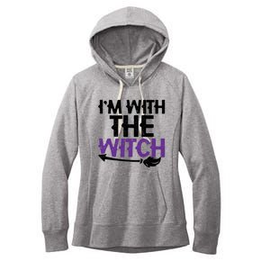 Sarcastic Funny Im With The Witch Halloween Couples Gift Women's Fleece Hoodie