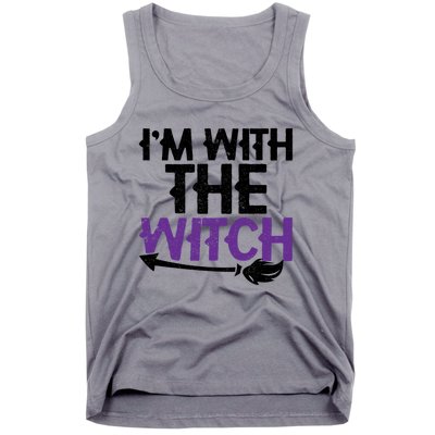 Sarcastic Funny Im With The Witch Halloween Couples Gift Tank Top