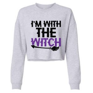 Sarcastic Funny Im With The Witch Halloween Couples Gift Cropped Pullover Crew