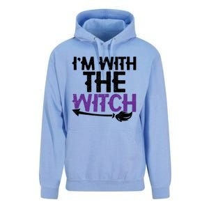 Sarcastic Funny Im With The Witch Halloween Couples Gift Unisex Surf Hoodie