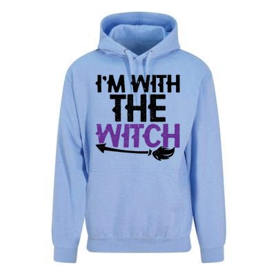 Sarcastic Funny Im With The Witch Halloween Couples Gift Unisex Surf Hoodie