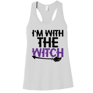 Sarcastic Funny Im With The Witch Halloween Couples Gift Women's Racerback Tank