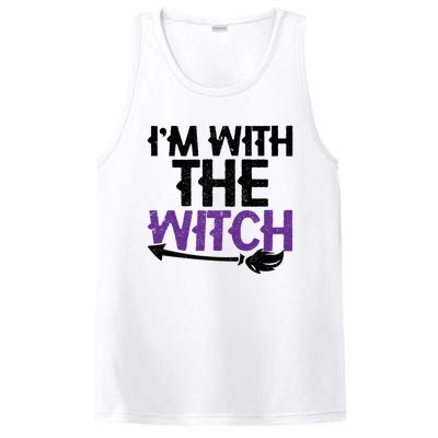 Sarcastic Funny Im With The Witch Halloween Couples Gift PosiCharge Competitor Tank