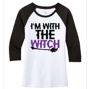 Sarcastic Funny Im With The Witch Halloween Couples Gift Women's Tri-Blend 3/4-Sleeve Raglan Shirt