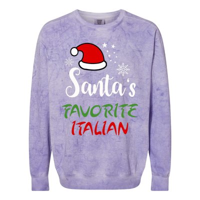 Santas Favorite Italian Funny Santa Hat Christmas Gift Colorblast Crewneck Sweatshirt