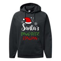 Santas Favorite Italian Funny Santa Hat Christmas Gift Performance Fleece Hoodie