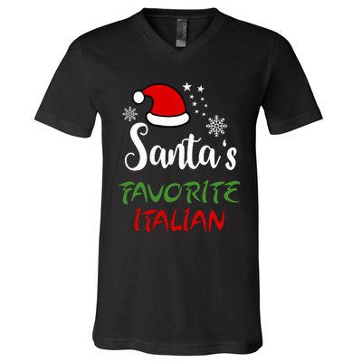 Santas Favorite Italian Funny Santa Hat Christmas Gift V-Neck T-Shirt