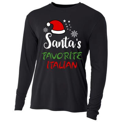 Santas Favorite Italian Funny Santa Hat Christmas Gift Cooling Performance Long Sleeve Crew