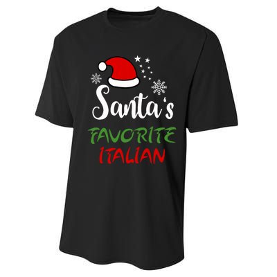 Santas Favorite Italian Funny Santa Hat Christmas Gift Performance Sprint T-Shirt