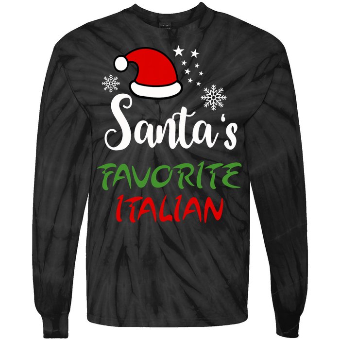 Santas Favorite Italian Funny Santa Hat Christmas Gift Tie-Dye Long Sleeve Shirt