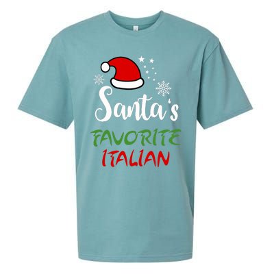 Santas Favorite Italian Funny Santa Hat Christmas Gift Sueded Cloud Jersey T-Shirt